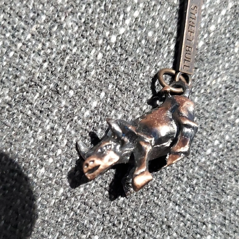 Vintage Wall Street Bull Key Holder - Bronze and Black